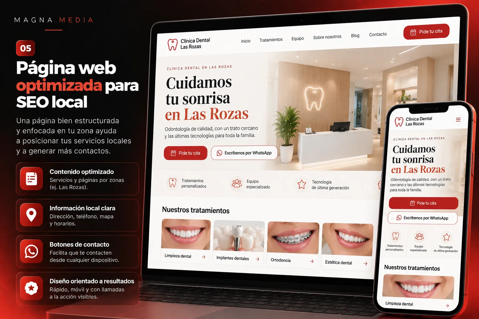 Página de servicio local con información sobre el servicio, la zona de atención y el contacto.